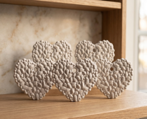 Διακοσμητικές Καρδιές από Φυσικό Γύψο (Σετ των 5)