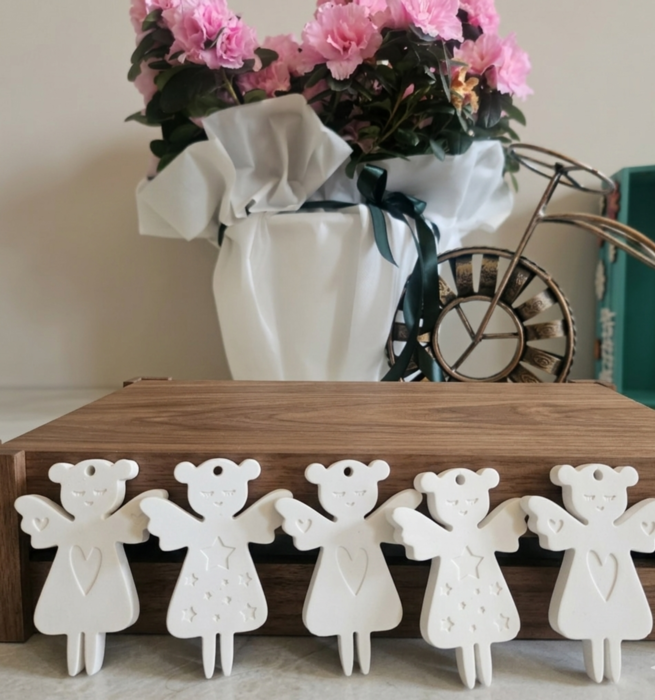 Χειροποίητα Γύψινα Aγγελάκια (Σετ 6 τμχ), Guardian Angels 