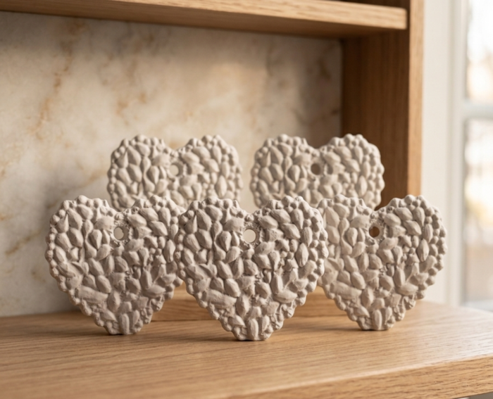 Διακοσμητικές Καρδιές από Φυσικό Γύψο (Σετ των 5)